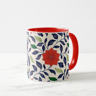 Mooie rode bloemenprint mok