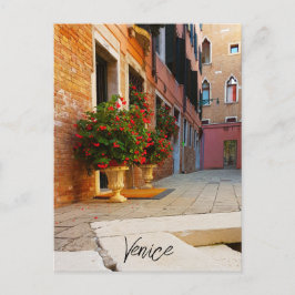 Mooie Rode Bloemkanalen van Venetië Briefkaart