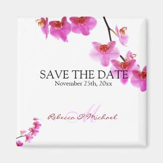 Mooie Rode en Hete Roze Orchideeën Save the Date Magneet