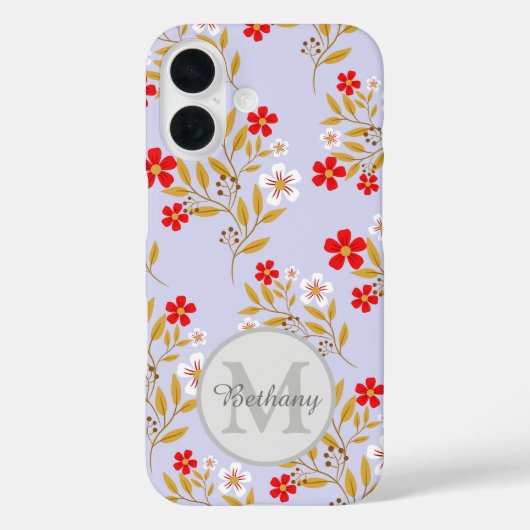 Mooie rode en witte bloempatroon gepersonaliseerd Case-Mate iPhone case (Achterkant)