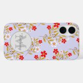 Mooie rode en witte bloempatroon gepersonaliseerd Case-Mate iPhone case (Achterkant (horizontaal))
