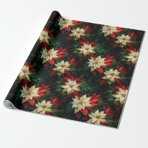 Mooie rode en witte poinsettia's cadeaupapier