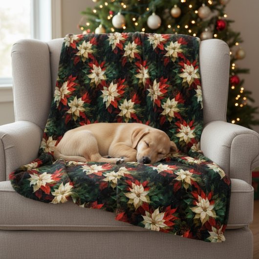 Mooie rode en witte poinsettia's fleece deken