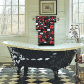 Mooie rode en witte Rozen zwarte achtergrond Bad Handdoek