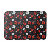 Mooie rode en witte Rozen zwarte achtergrond Badmat (Voorkant)