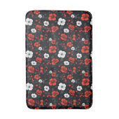 Mooie rode en witte Rozen zwarte achtergrond Badmat (Voorkant Verticaal)