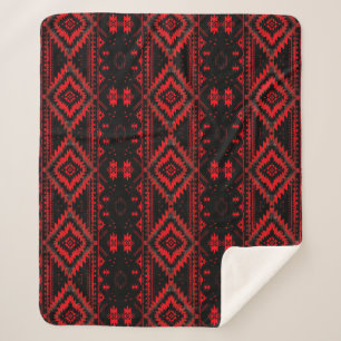 Mooie rode en zwarte Native American patroon Sherpa Deken