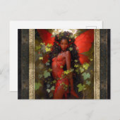 Mooie rode fee vrouw fantasy kunst briefkaart (Voorkant / Achterkant)