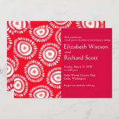 Mooie rode funky bloemen bruiloft uitnodiging (Voorkant / Achterkant)