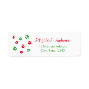 Mooie rode groene pootafdrukken kerst retouradres etiket