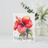 Mooie rode hibiscus bloem kunst briefkaart (Staand voorkant)