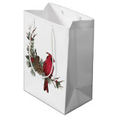 Mooie rode kardinaal op een kerst in de tak medium cadeauzakje (Achterkant Gekanteld)