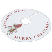 Mooie rode kardinaal, prettige kerst imitatie linnen kerstboom kleed (Gekanteld)