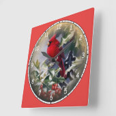 Mooie rode kardinaal vierkante klok (Hoek)