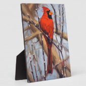 Mooie rode kardinale vogel in de balenboom fotoplaat (Zijkant)