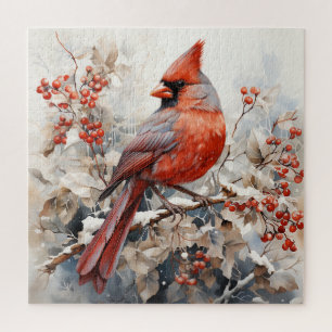 Mooie rode kardinale vogel legpuzzel