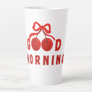 Mooie rode kersenknoop Goedemorgen koffiemok Latte Mok