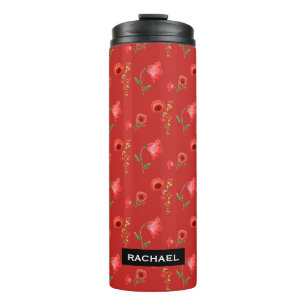 Mooie Rode Klaprozen Patroon Persoonlijk Thermosbeker