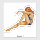 Mooie rode kop pop-up meisje sticker (Vel)