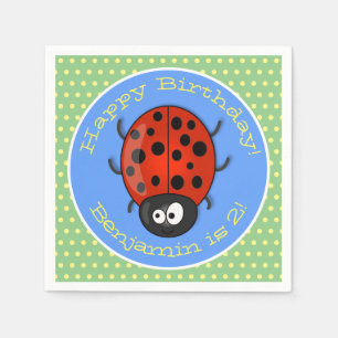 Mooie rode ladybug cartoon illustratie servet