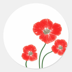 Mooie rode papaverbloemen afbeelding ronde sticker