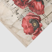 Mooie rode papavers  muziek blad ephemera tissuepapier (Detail)