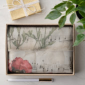 Mooie rode papavers  muziek blad ephemera tissuepapier (Geschenk)