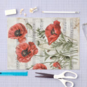 Mooie rode papavers  muziek blad ephemera tissuepapier (Craft)