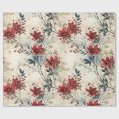 Mooie rode poinsettia kerst cadeaupapier (Vlak)