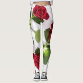 Mooie rode rode rode rode rozenventilator leggings (Voorkant)