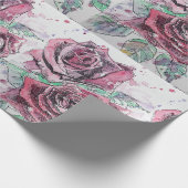 Mooie rode rode roze en inktschilderende Waterverf Cadeaupapier (Hoek)