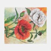 Mooie rode rode, witte tapijtvlek fleece deken (Voorkant (Horizontaal))