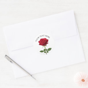 Mooie rode roos bloem romantische op maat gemaakte ronde sticker