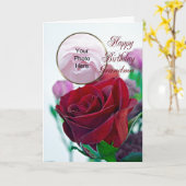 Mooie rode roos Fotokaart voor een verjaardag Kaart (Gele Bloem)