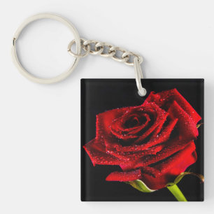 Mooie rode roos sleutelhanger