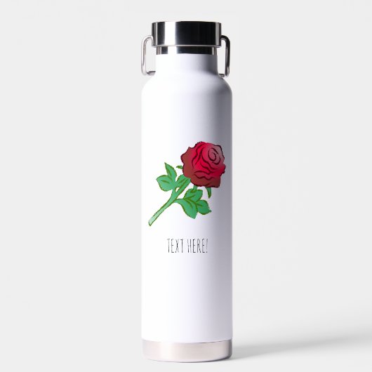 Mooie Rode Roos Waterfles (Voorkant)