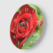 Mooie rode roze bloem lichte cijfers grote klok (Hoek)