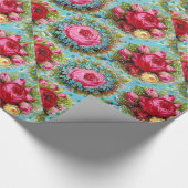 MOOIE RODE ROZE GELE ROZEN IN BLAUW CADEAUPAPIER (Hoek)