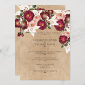 Mooie rode roze rozen witte lilies bruiloft kaart (Voorkant / Achterkant)