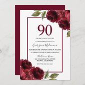 Mooie rode rozen Elegant 90e verjaardag Kaart (Voorkant / Achterkant)