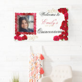 Mooie, rode rozen, gouden glitter sprankelende fot spandoek (Insitu)