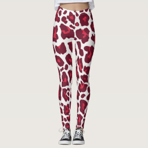 Mooie rode rozen luipaard dierpatroon leggings