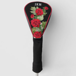 Mooie rode rozen met monogram golfheadcover