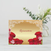 Mooie Rode Rozen, Quinceanera, Uitnodiging (Staand voorkant)