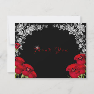 Mooie Rode Rozen Vlinders Quinceanera Bedankkaart
