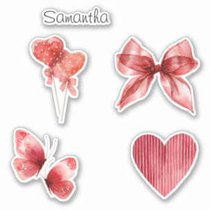 Mooie Rode Strik Hearts Vlinders Sticker