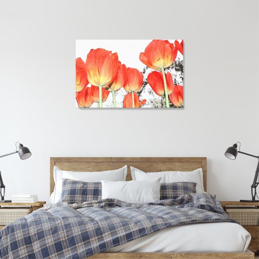 Mooie rode tulp bloemen canvas afdruk (Insitu (Slaapkamer))