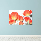 Mooie rode tulp bloemen canvas afdruk (Insitu (Houten vloer))