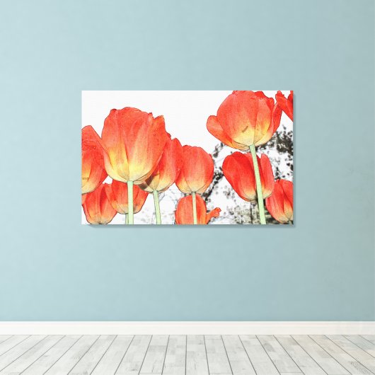 Mooie rode tulp bloemen canvas afdruk (Insitu (Houten vloer))