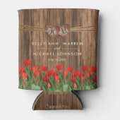 Mooie Rode Tulp-bloemen op hout Blikjeskoeler (Voorkant)